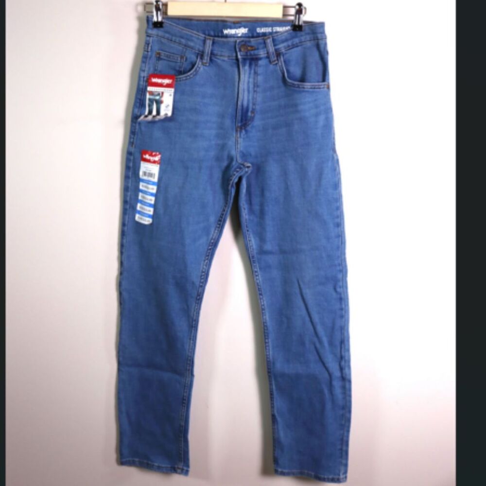 NWT Wrangler Boys 16 Regular Classic Straight Leg Blue Jeans Adjustable Waist
